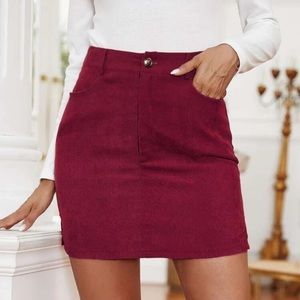 Button burgundy corduroy skirt